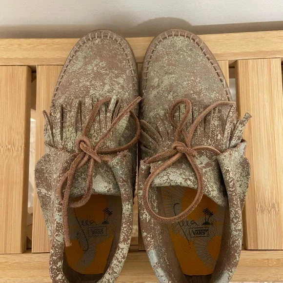 Vans Seea Off The Wall Leather Moccasins Brown and Silver Shoes Womens 6 - Picture 7 of 9
